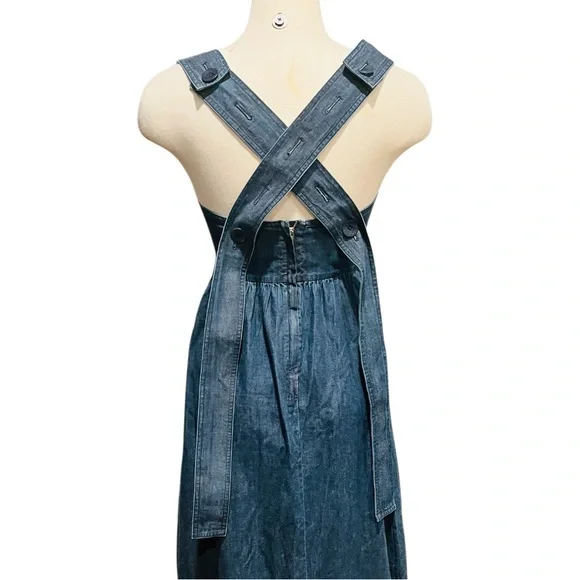 Tibi Light Weight Stone Wash Sculpted Dress Dark Enzyme Wash Size 6 NWT - Picture 10 of 16